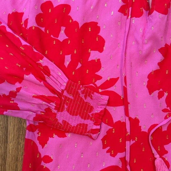 Sugarlips Pink and Red Ruffled Blouse, XS - Picture 2 of 4